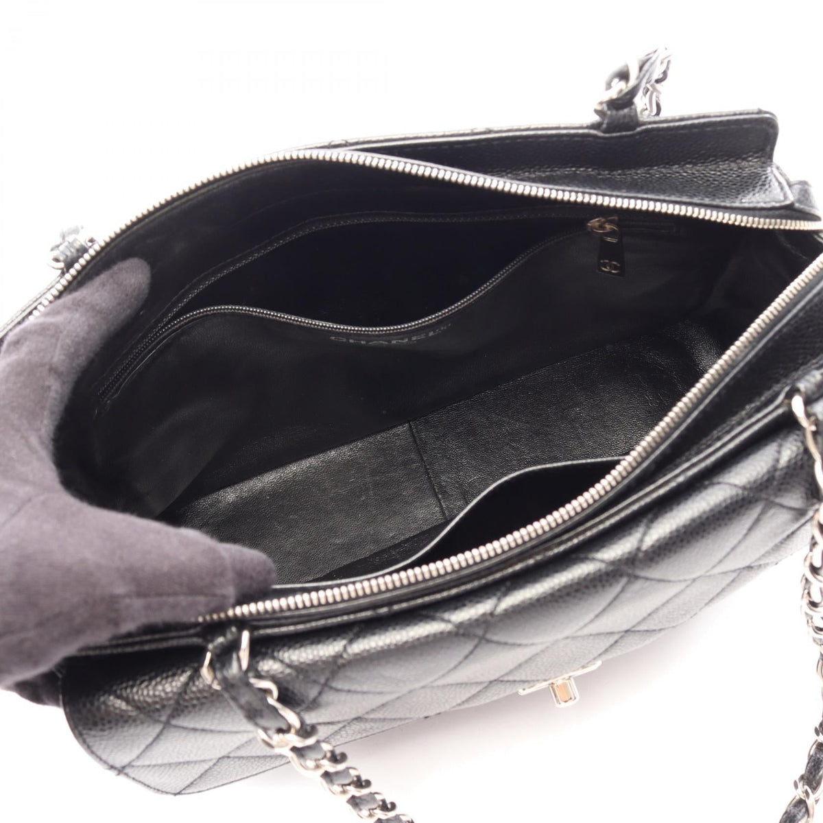 CHANEL Black Matelasse Grained Calfskin leather 2100301252684