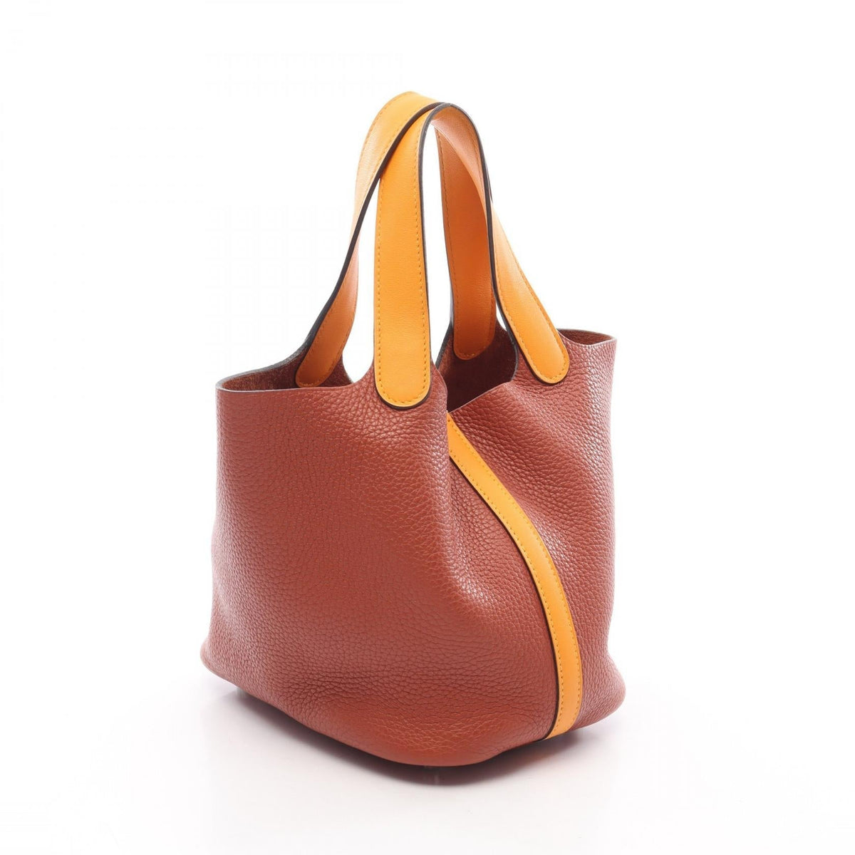 HERMES Picotin Lock Touch PM HandbagCuivre Cuivre Brown/Yellow/Jaune dor Taurillon Clemence leather Taurillon Clemence / Veau Swift leather 2107400259200