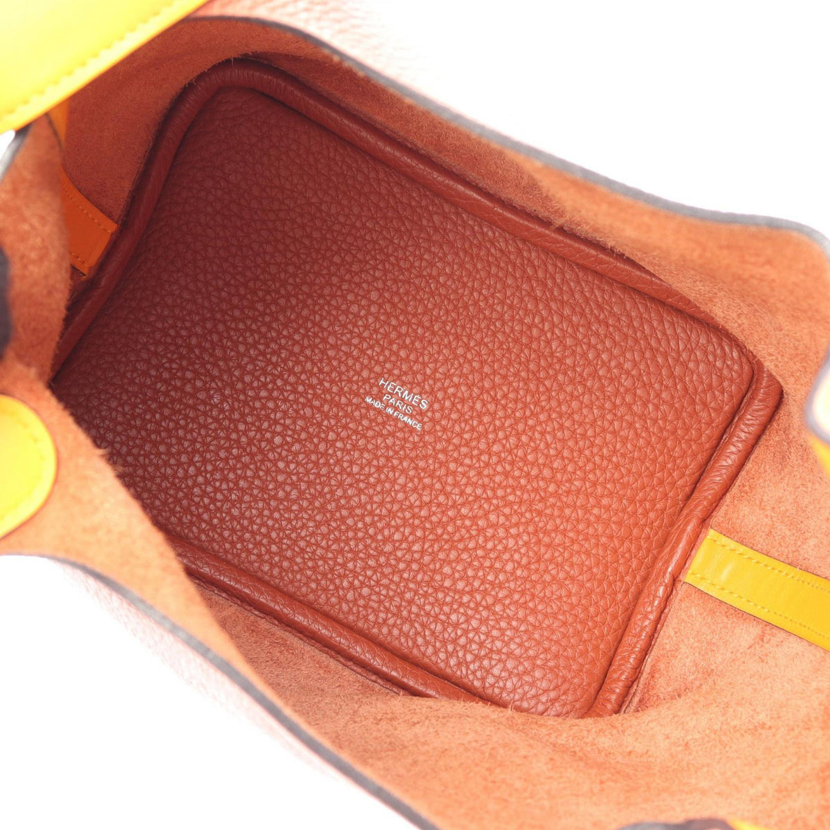 HERMES Picotin Lock Touch PM HandbagCuivre Cuivre Brown/Yellow/Jaune dor Taurillon Clemence leather Taurillon Clemence / Veau Swift leather 2107400259200