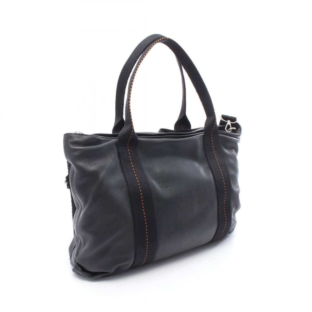 HERMES Caravan Horizontal MM 2WAY Handbag Black Derma leather leather 2106800640090