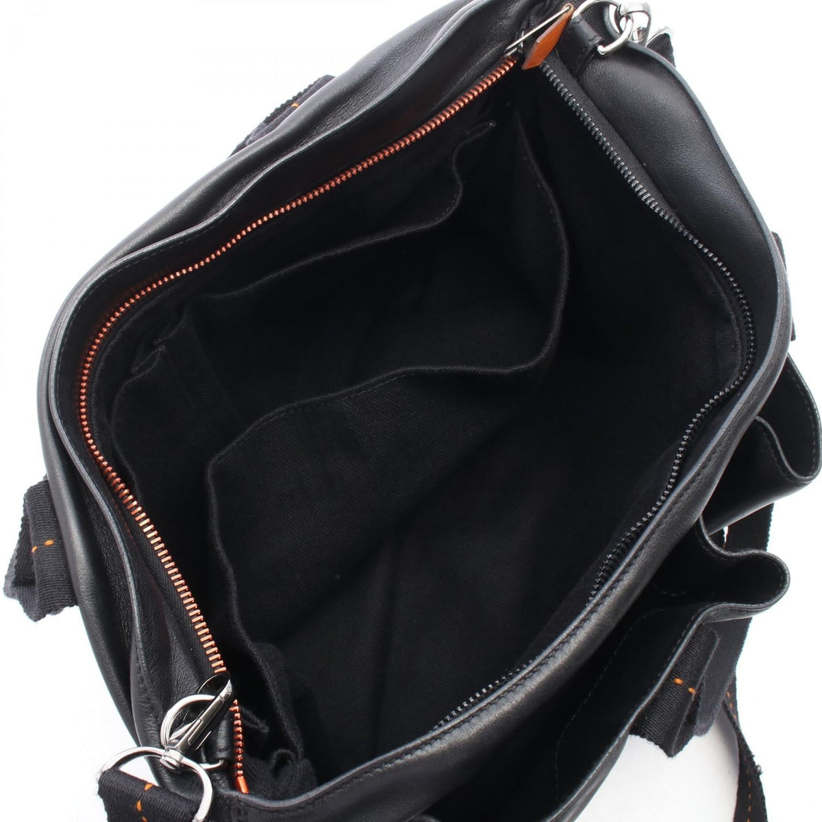 HERMES Caravan Horizontal MM 2WAY Handbag Black Derma leather leather 2106800640090