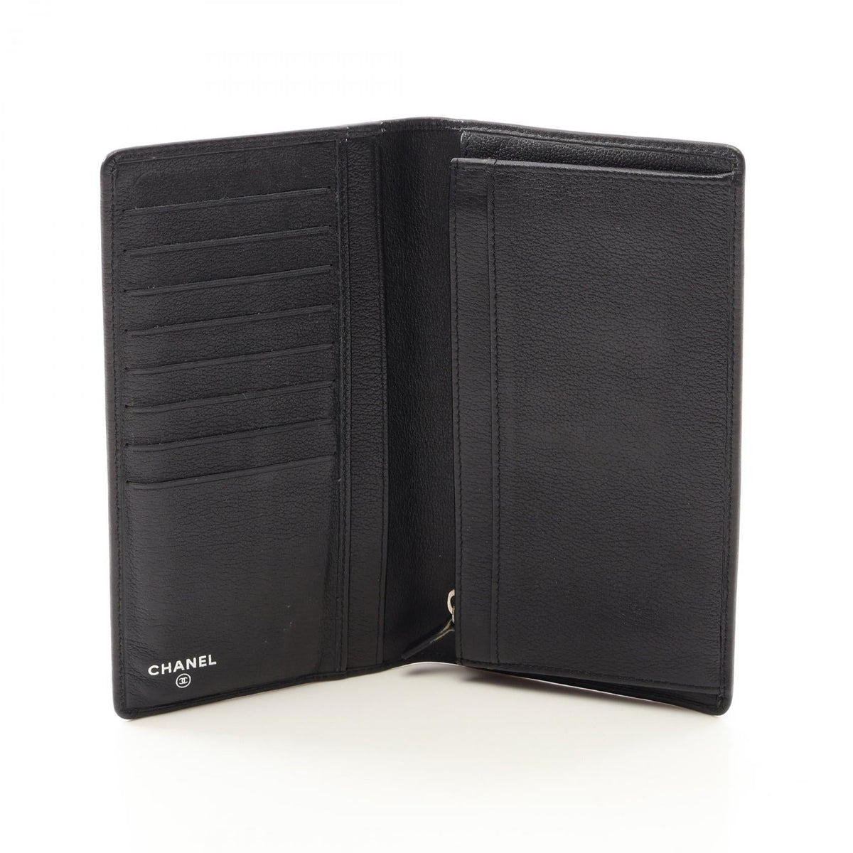CHANEL Black Butterfly Camellia Zip Long Wallet leather 2101219996097