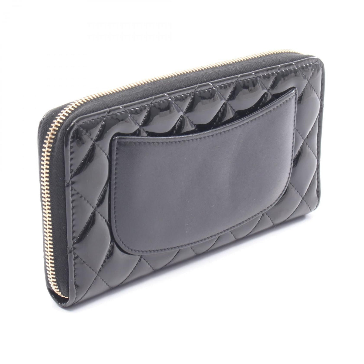 CHANEL Black Classic Long Zip Wallet Matelasse Patent leather AP1594 2106800616965