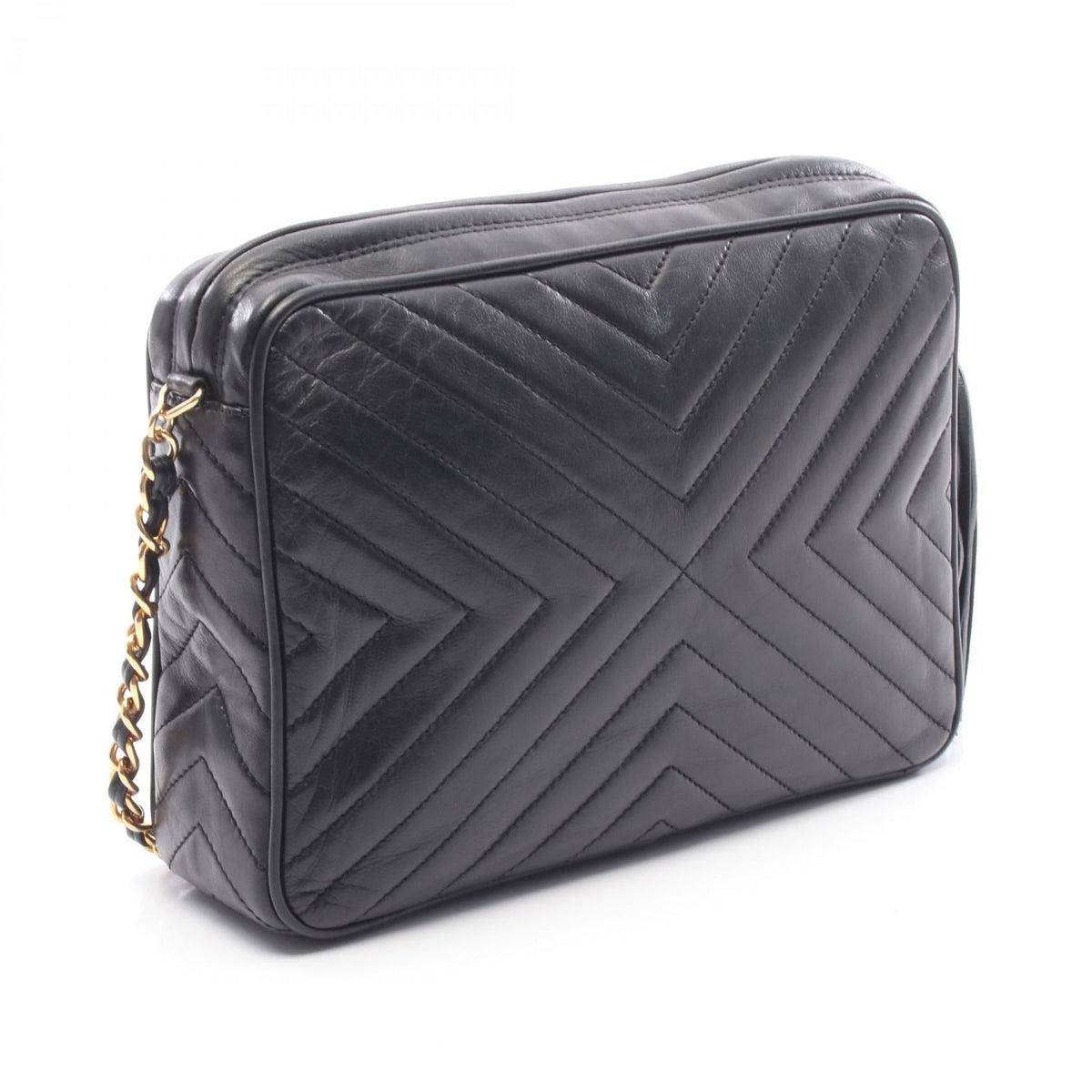 CHANEL Black V stitch Lambskin (sheep leather) 2101219504261