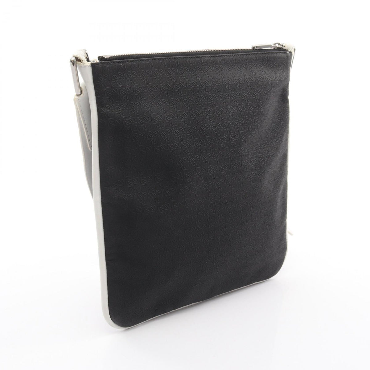 LOEWE Repeat anagram Shoulder Bag Black/White PVC coated canvas leather 2101219565743
