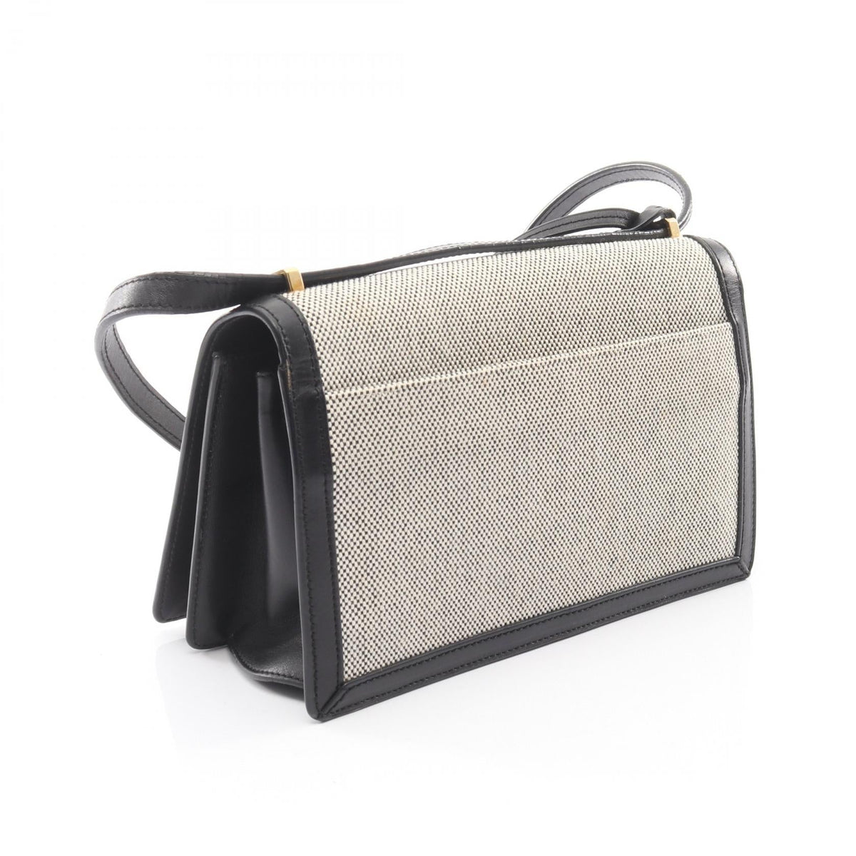 LOEWE Barcelona Shoulder Bag Black/Beige canvas leather 2101219544595