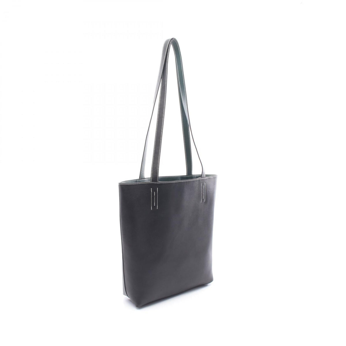 HERMES Neo Double Sense 35 Vert Moyen Tote BagNoir Black Noir Black Black/Green Sikkim leather Other Sikkim leather 2101219534459