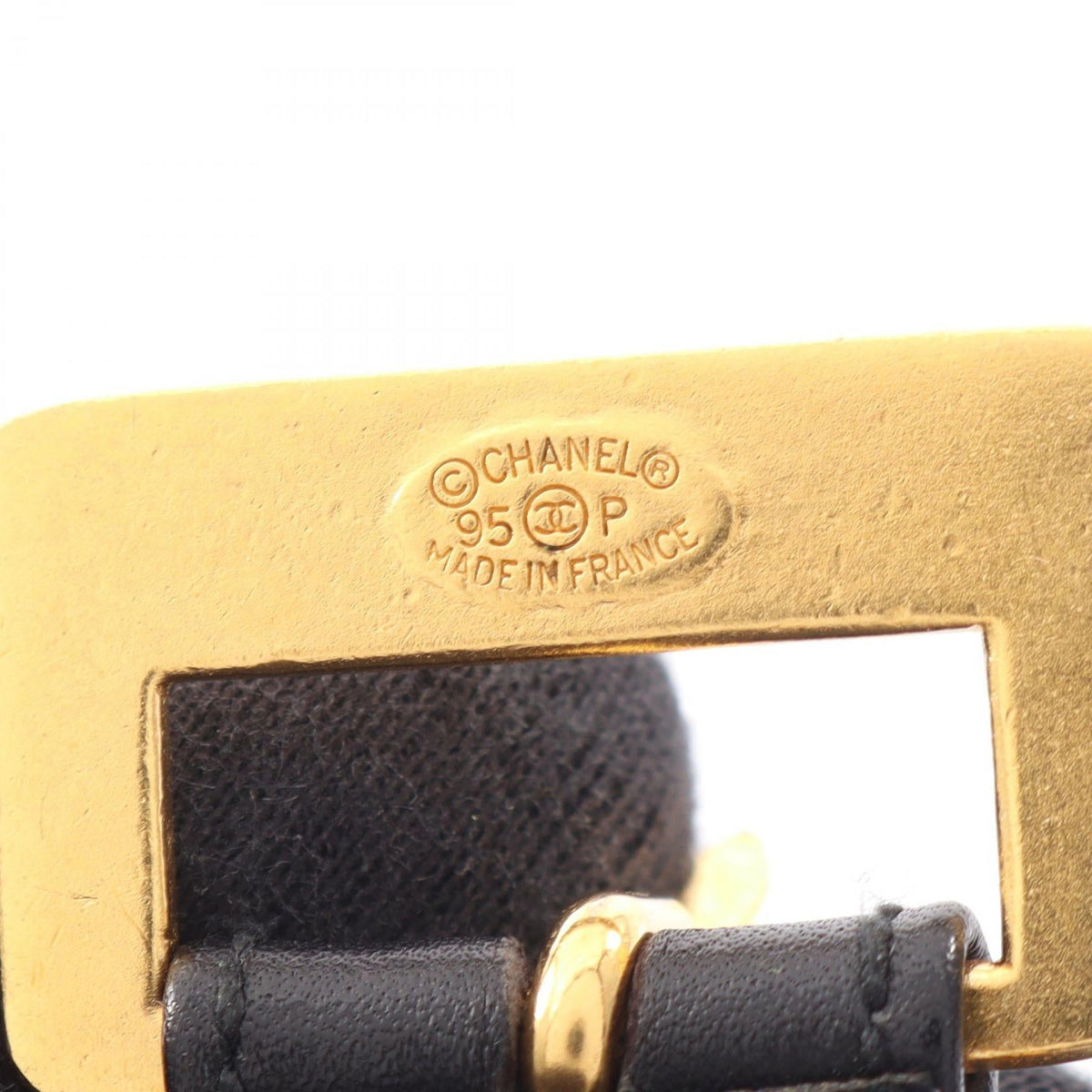 CHANEL Gold/Black Chain leather�Gold Plated 2101219754765
