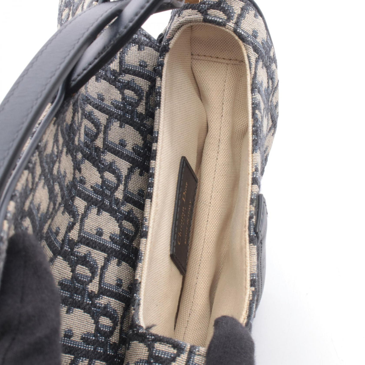 Dior Mini Saddlebag in Oblique Jacquard Handbag Beige/Navy canvas leather 2101219599199