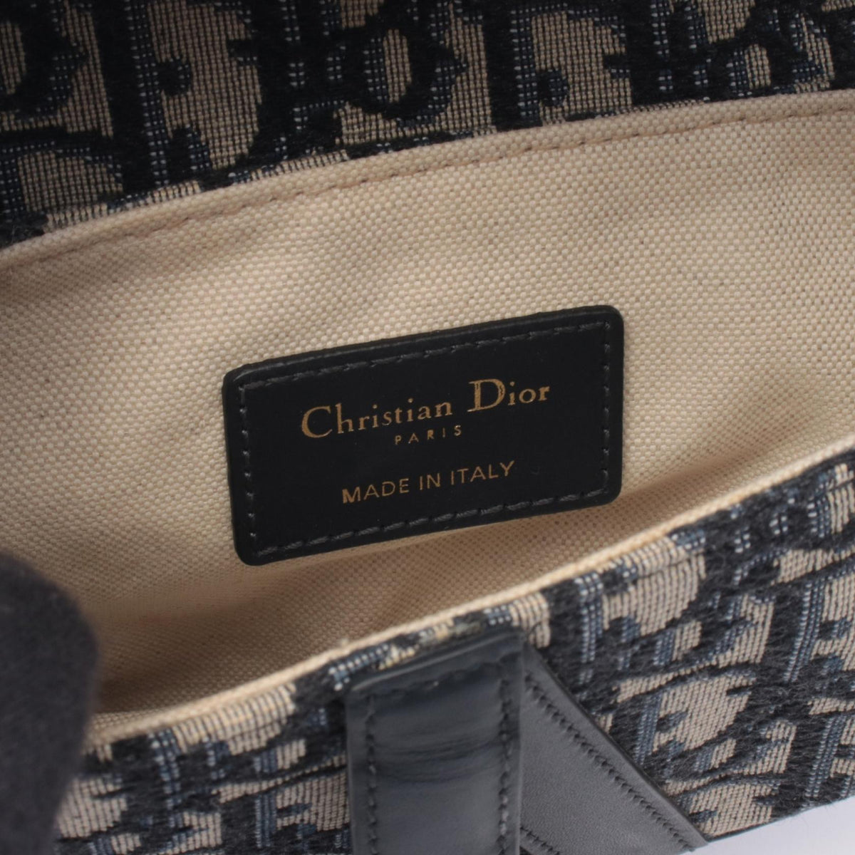 Dior Mini Saddlebag in Oblique Jacquard Handbag Beige/Navy canvas leather 2101219599199