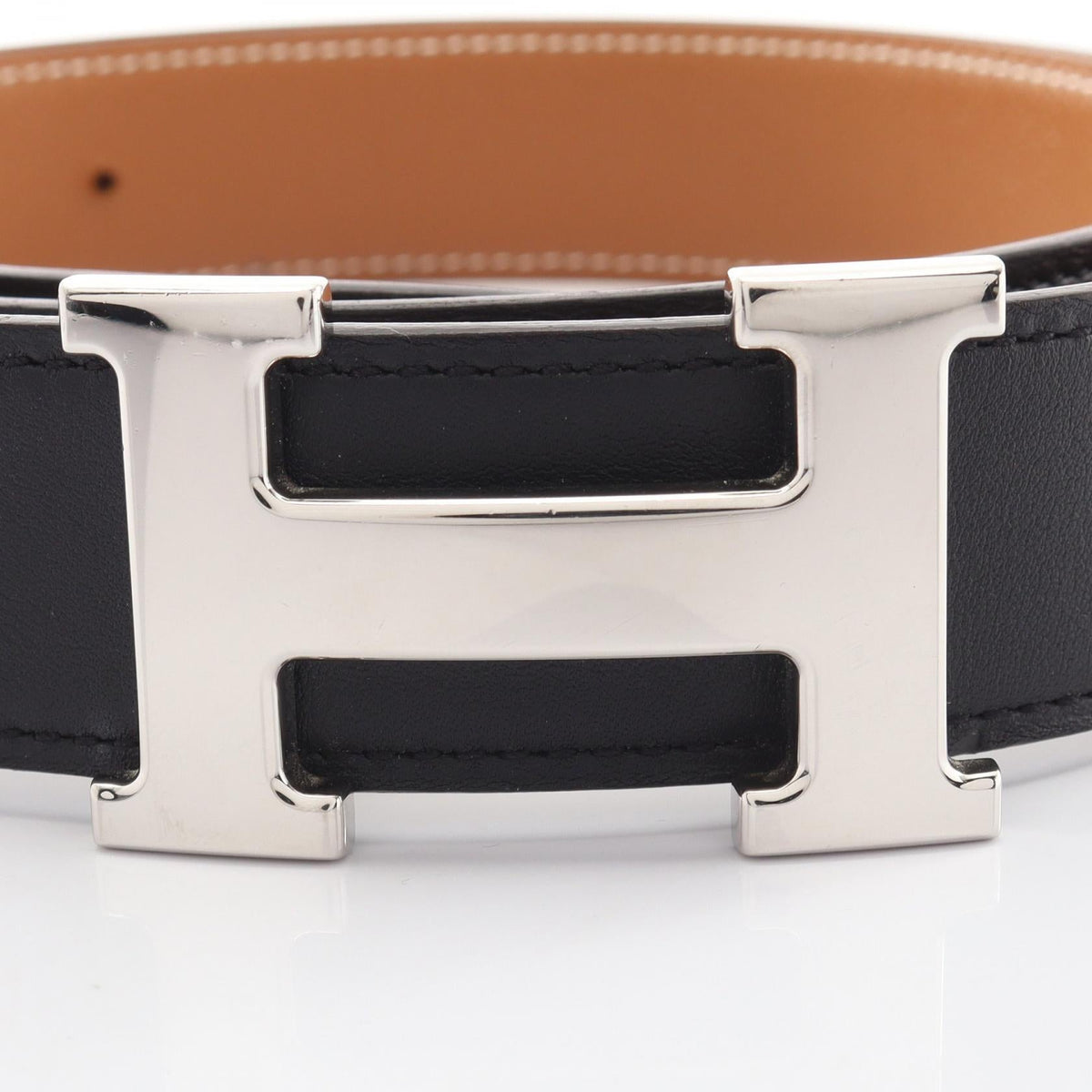 HERMES Constance H belt reversible belt Black/Brown Togo leather Calfskin (cowhide) 2100301250451
