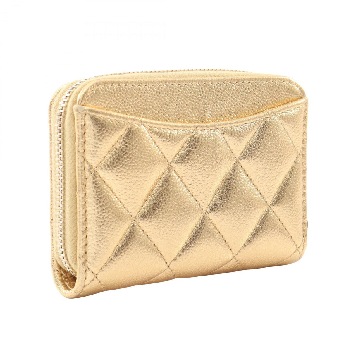 CHANEL Gold Classic Zip Coin Purse Matelasse Grained Calfskin leather 2104102524209