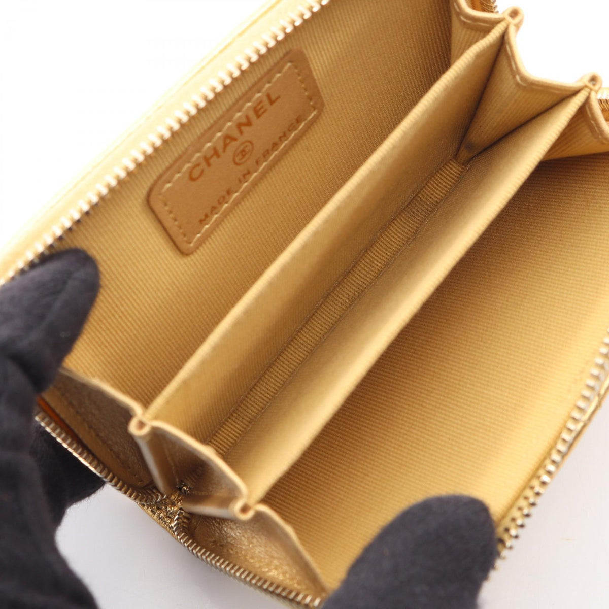 CHANEL Gold Classic Zip Coin Purse Matelasse Grained Calfskin leather 2104102524209