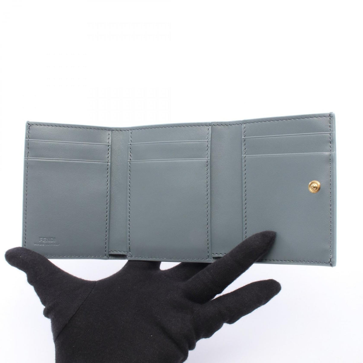 FENDI FF Diamond Tri-fold wallet Blue leather 8M0480ALV4F1URV 2101220025168