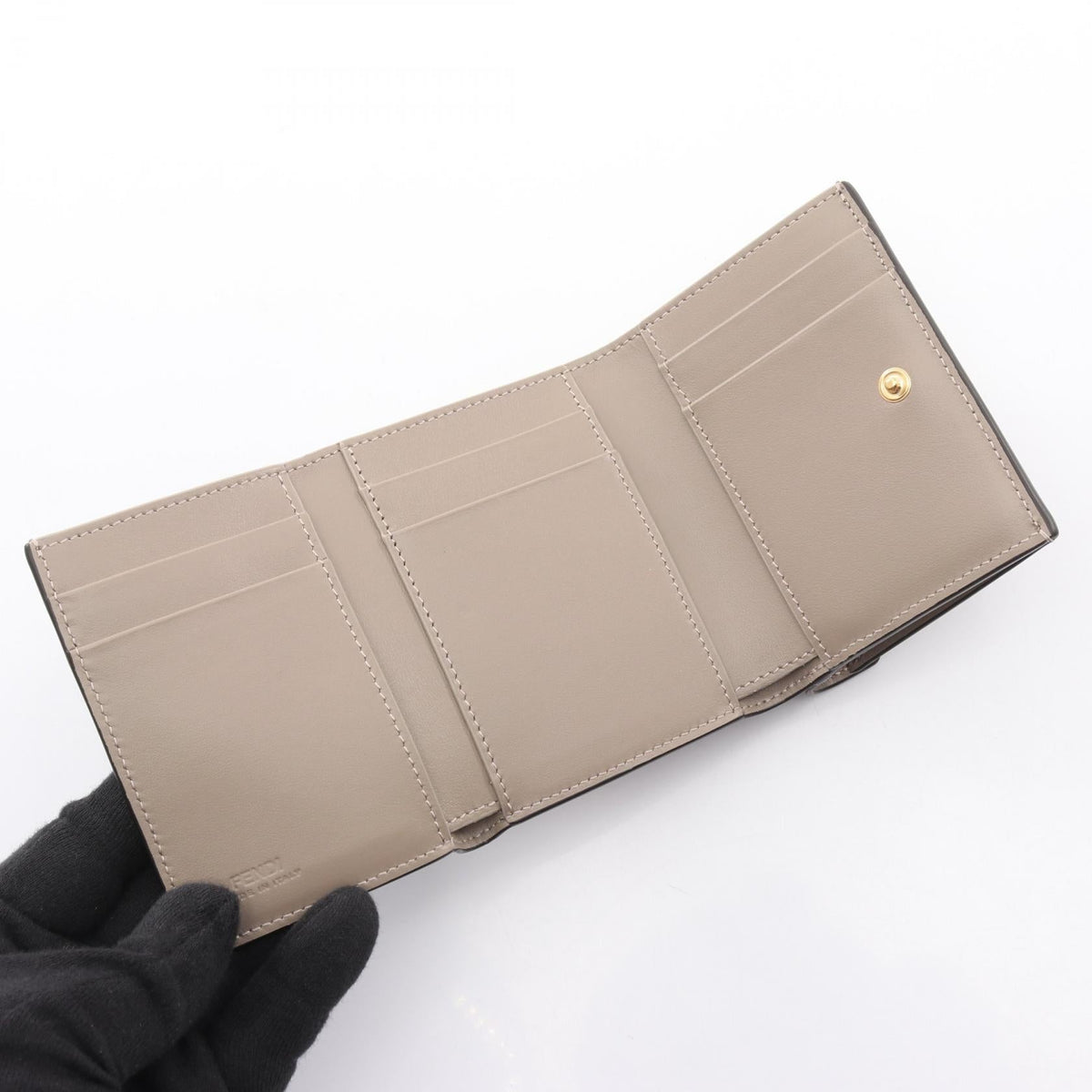 FENDI FF Diamond Tri-fold wallet Beige leather 8M0480ALV4F1N1G 2101220025137