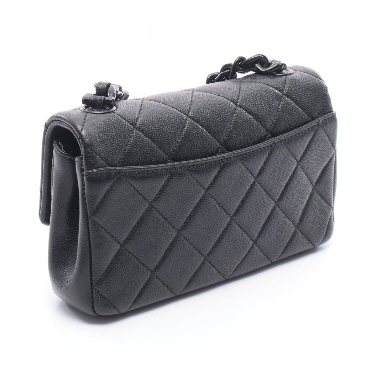 CHANEL Black Matelasse small flap Grained Calfskin leather AS2303 2101220074005