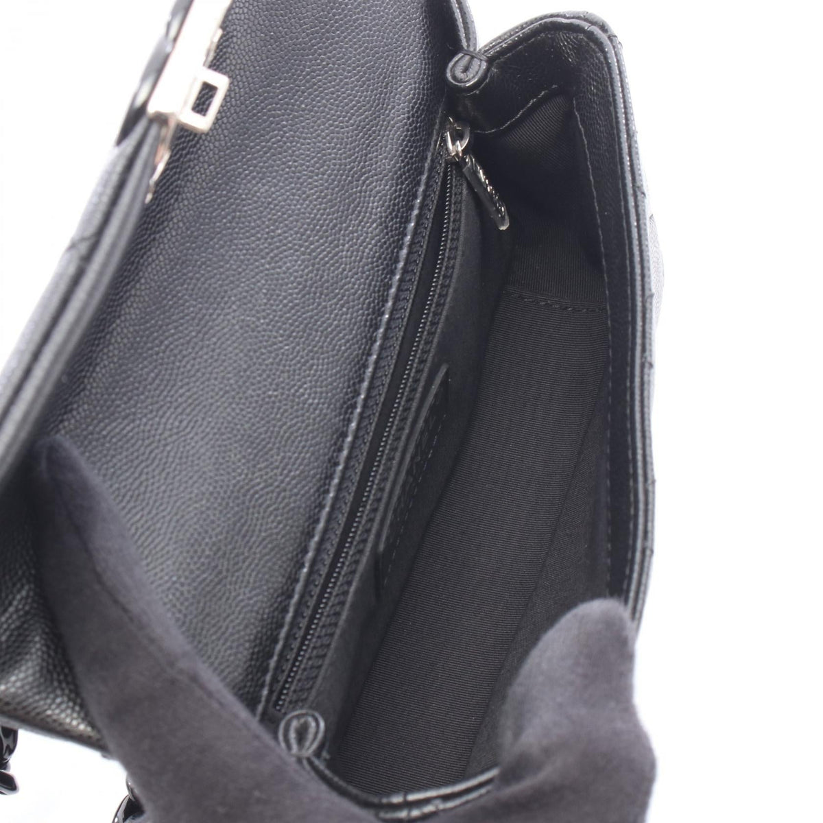 CHANEL Black Matelasse small flap Grained Calfskin leather AS2303 2101220074005