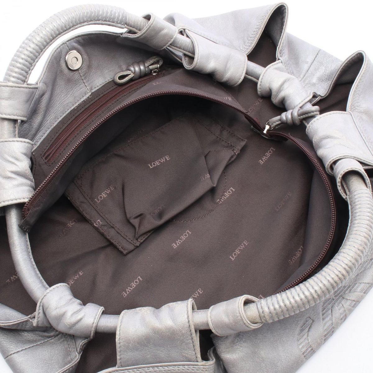 LOEWE Nappa Aire Handbag Silver leather 2101219975450