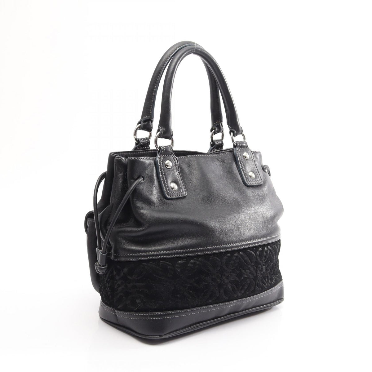 LOEWE anagram Handbag Black Suede leather 2101220057770