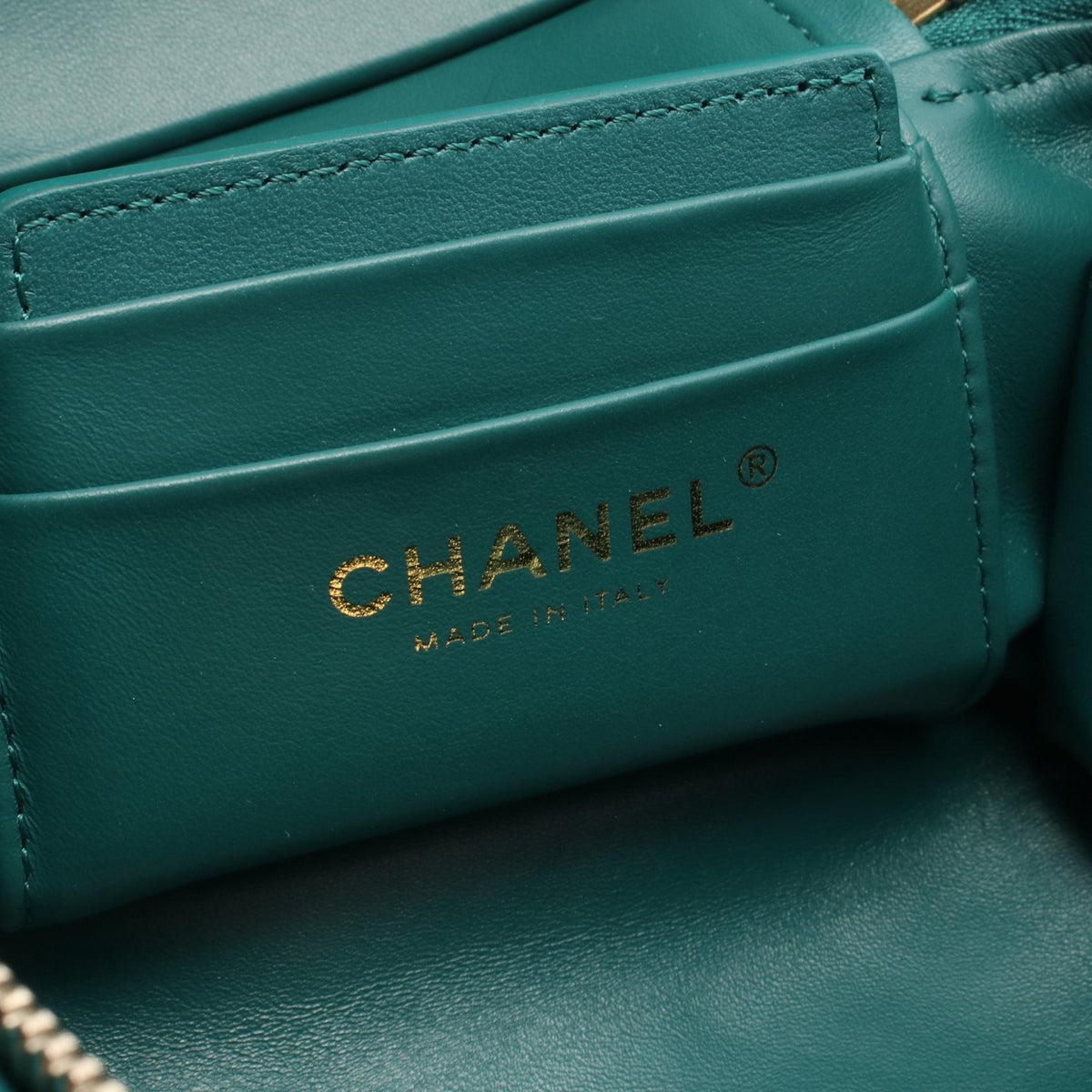 CHANEL Green Matelasse Vanity 2WAY leather fur AS3357 2106800630787
