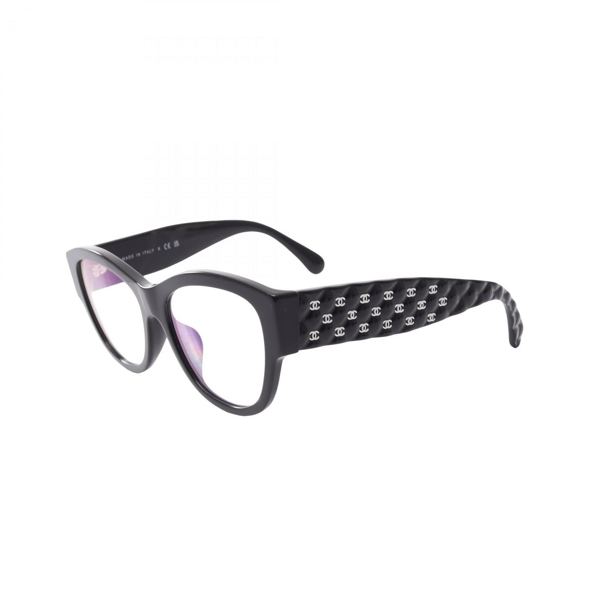 CHANEL Black/White Side logo square shape Other�Plastic 3445-S-A 2101220076818