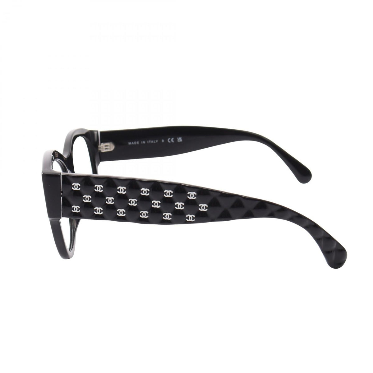 CHANEL Black/White Side logo square shape Other�Plastic 3445-S-A 2101220076818