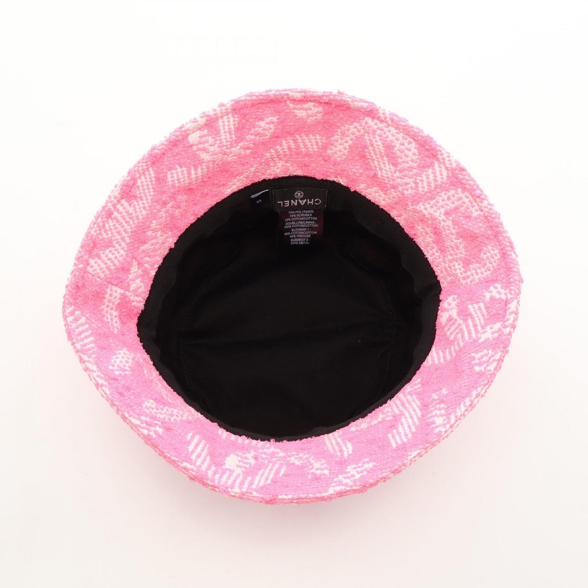 CHANEL Pink/White COCO Mark Bucket silk�cotton 2101220076504
