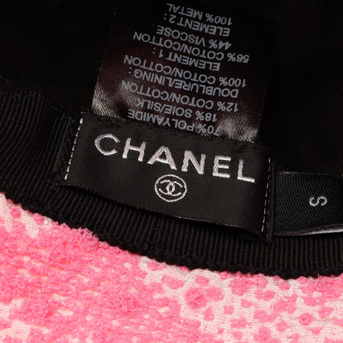 CHANEL Pink/White COCO Mark Bucket silk�cotton 2101220076504