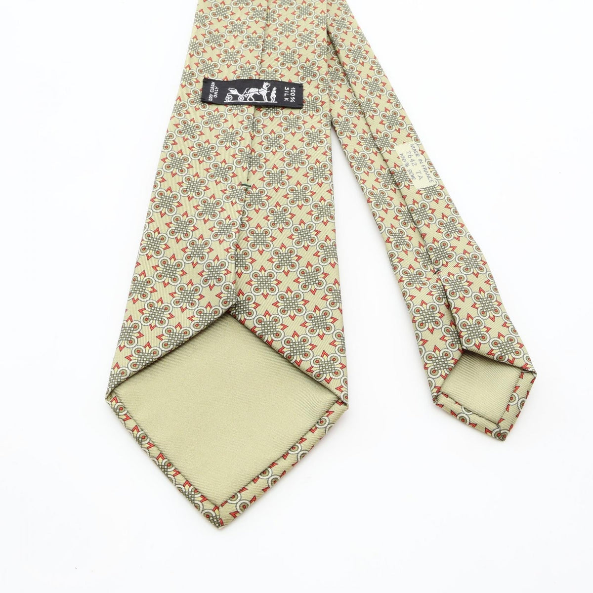 HERMES Geometry tie Green/Red/Multicolor silk silk 2101219968674