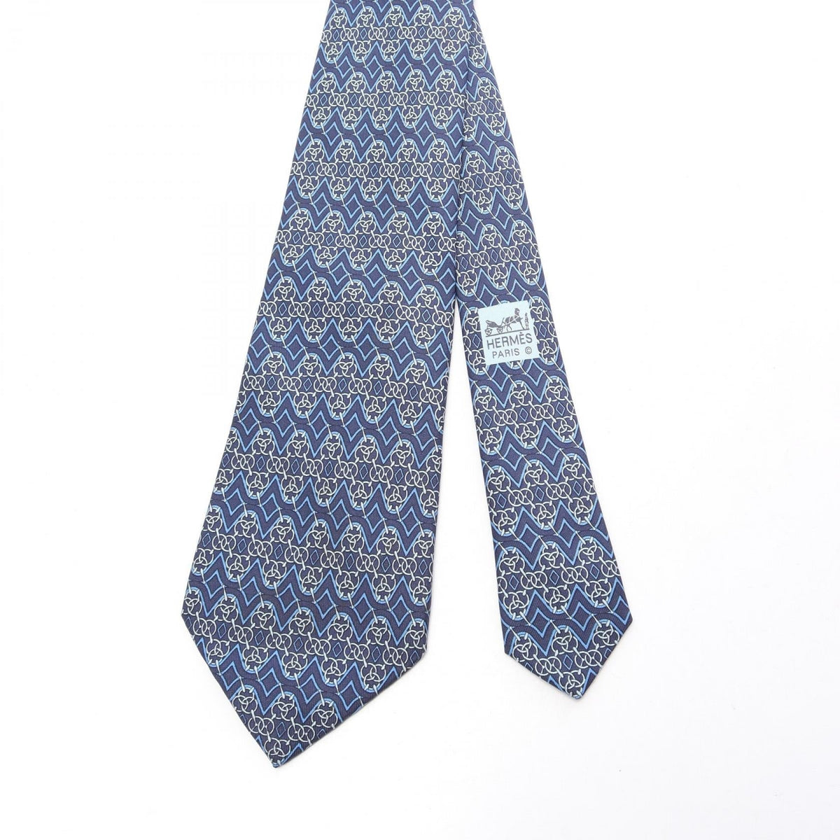 HERMES Overall handle tie Blue/Multicolor silk silk 2120800030286