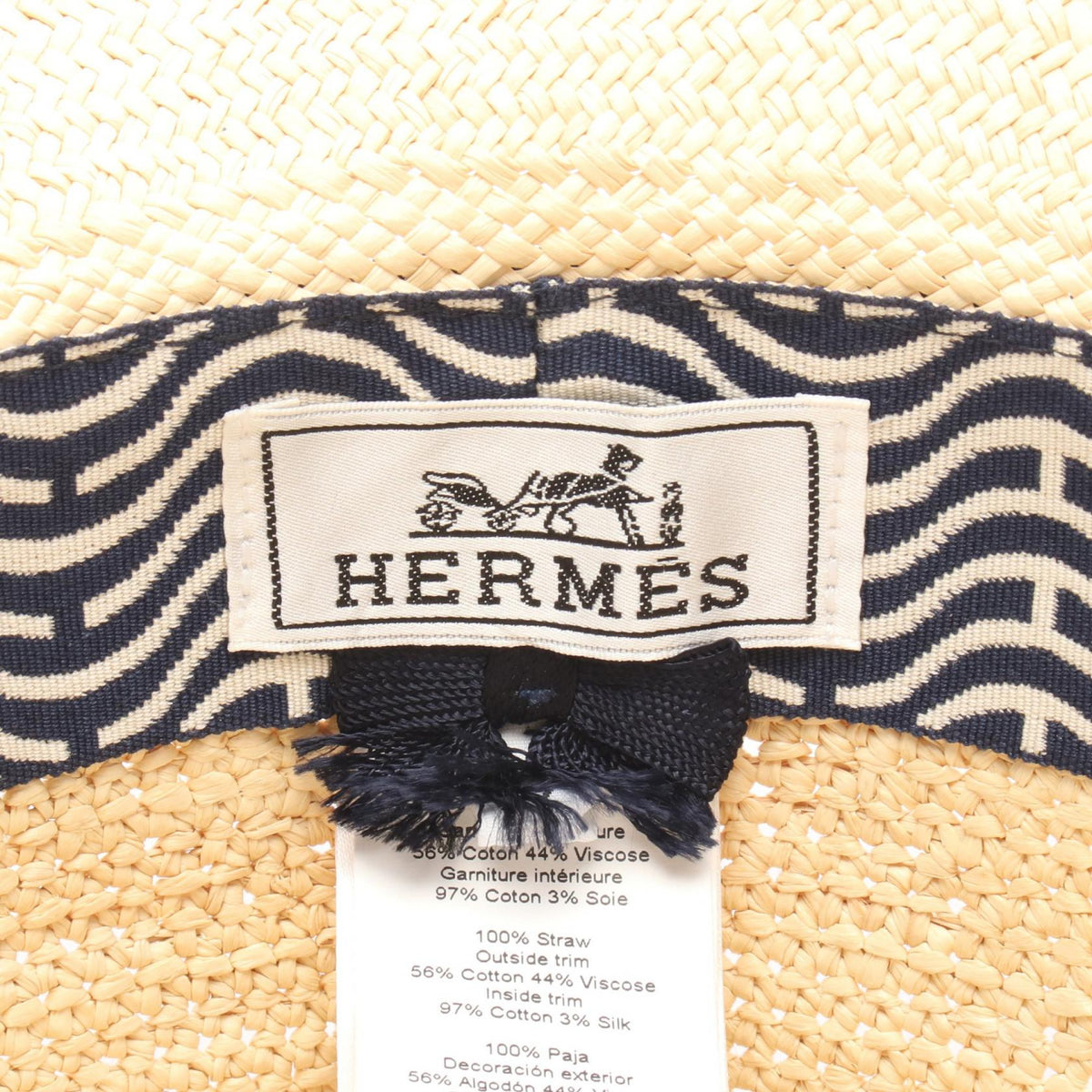 HERMES Galante Visage Soleil hatBeige Beige Beige/Navy Other straw 2120900125226