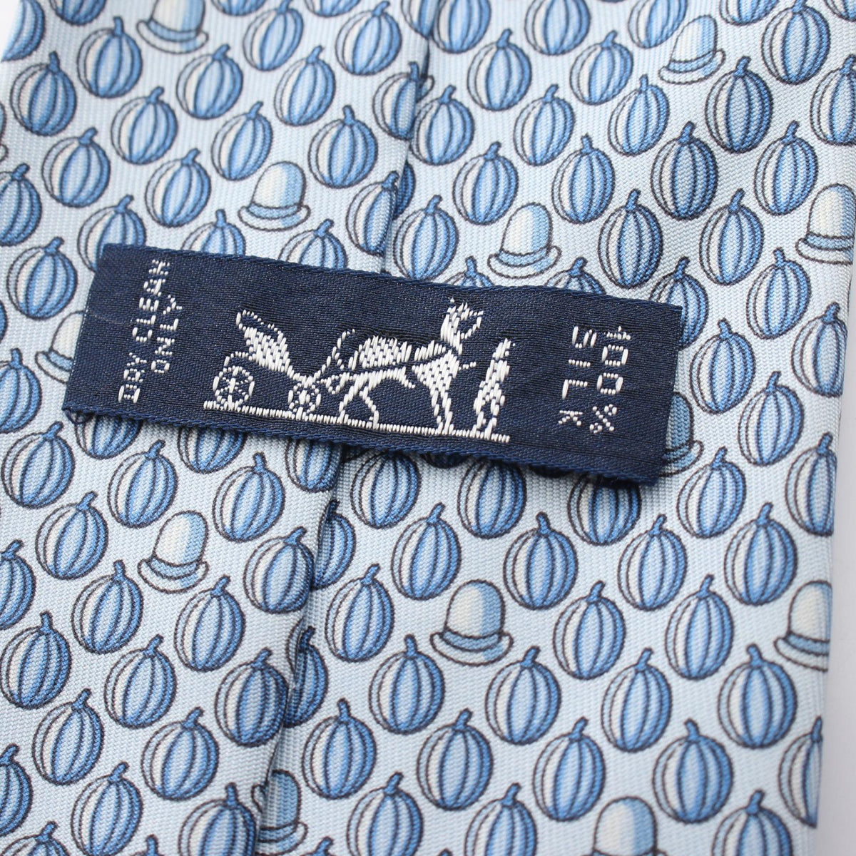 HERMES Overall handle tie Blue silk silk 2107601160954