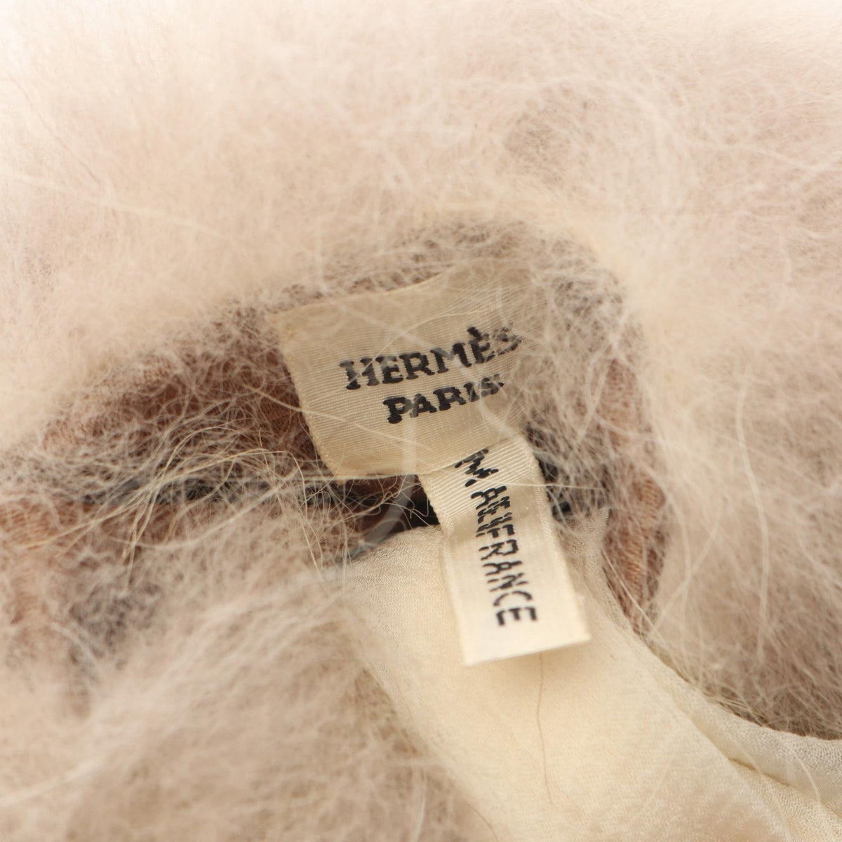 HERMES StallBeige Beige Beige silk silk Coyote fur 2120300054676