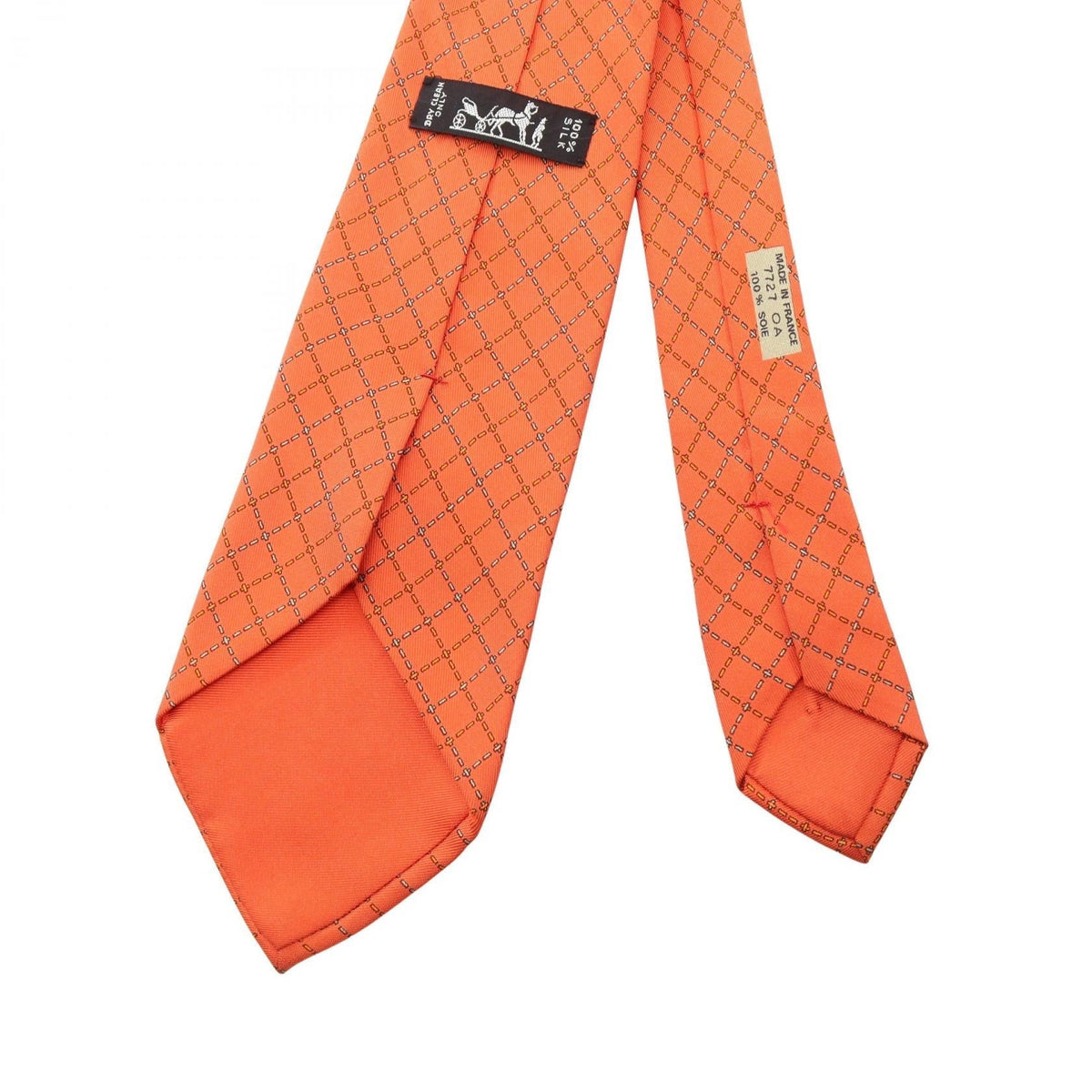 HERMES Grid pattern tieOrange Orange Orange/Multicolor silk silk 2104102525275