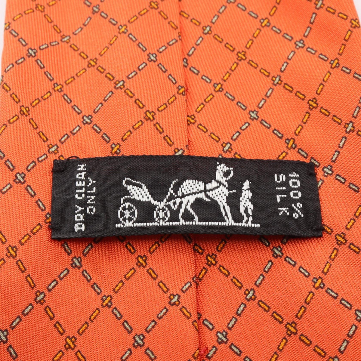 HERMES Grid pattern tieOrange Orange Orange/Multicolor silk silk 2104102525275