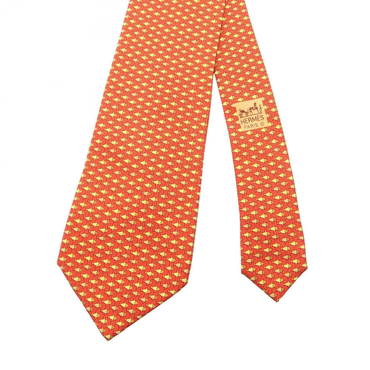 HERMES Fish pattern tie Red/Yellow/Multicolor silk silk 2104102525244