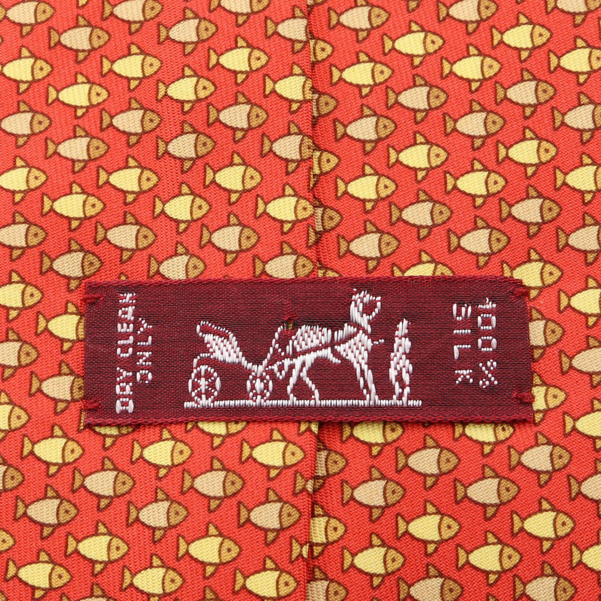 HERMES Fish pattern tie Red/Yellow/Multicolor silk silk 2104102525244