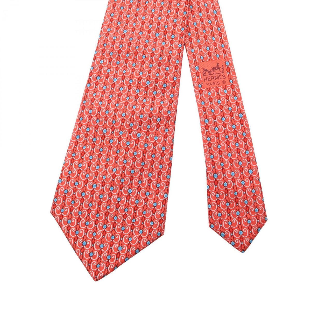 HERMES Overall handle tie Red/Blue/Multicolor silk silk 2104102525237