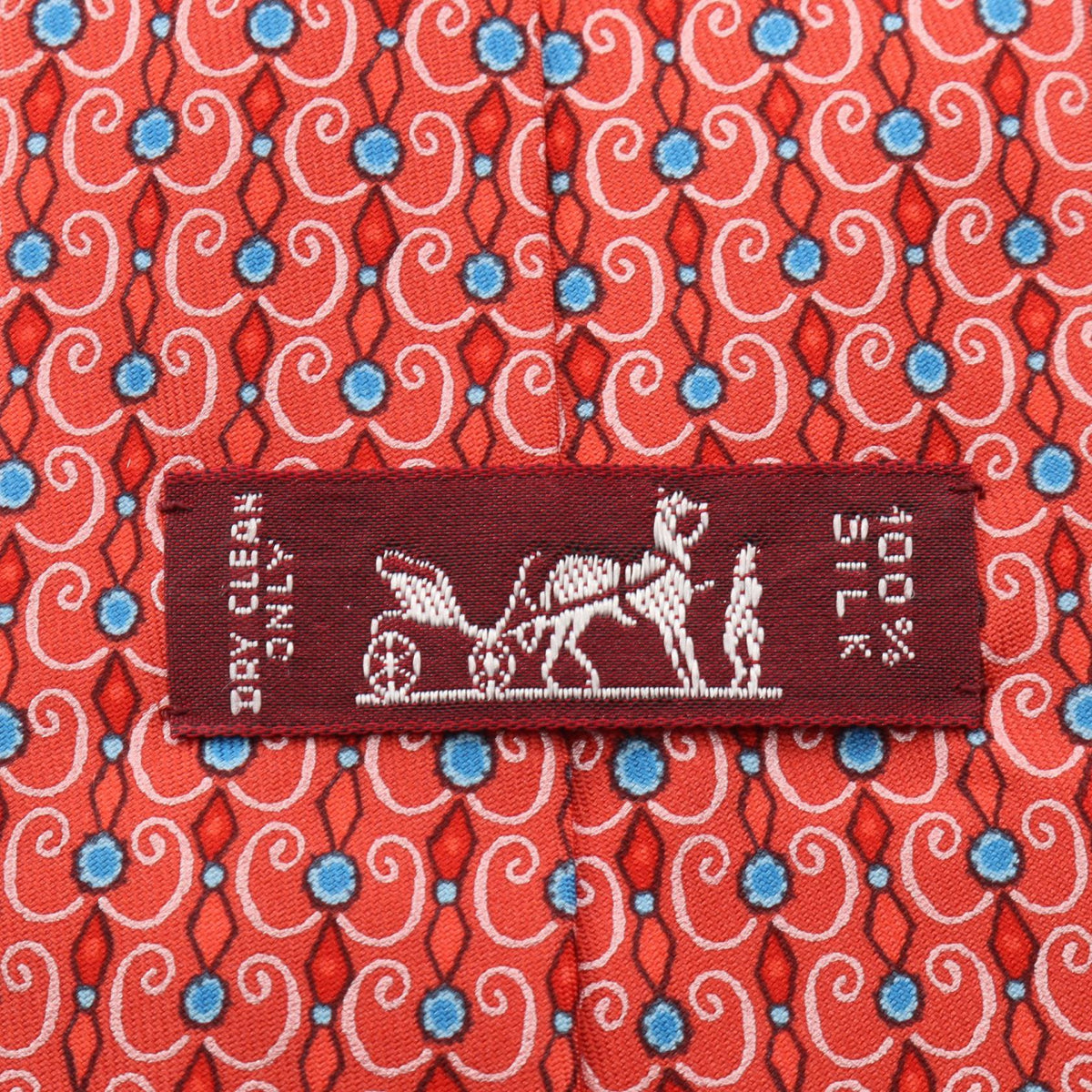HERMES Overall handle tie Red/Blue/Multicolor silk silk 2104102525237