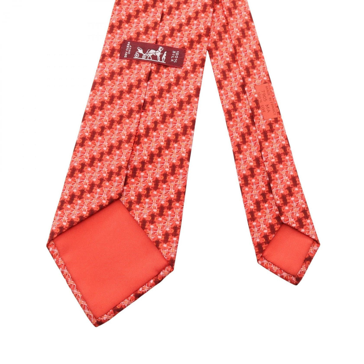 HERMES Overall handle tie Red/Pink/Multicolor silk silk 2104102525190