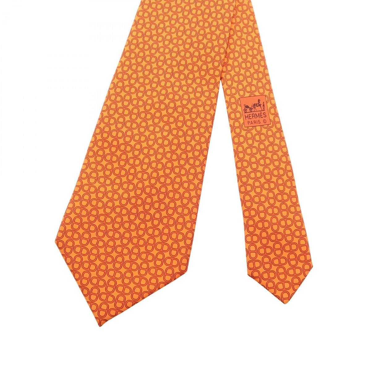 HERMES Chaine dancre all-over print tieOrange Orange Orange/Red silk silk 2104102525145