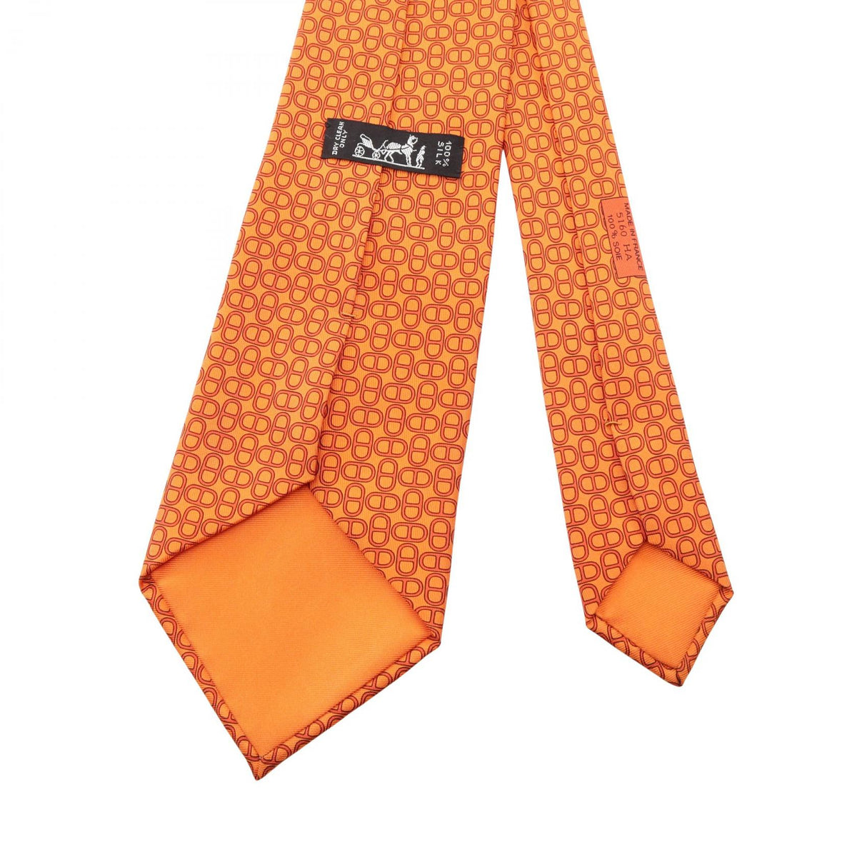 HERMES Chaine dancre all-over print tieOrange Orange Orange/Red silk silk 2104102525145