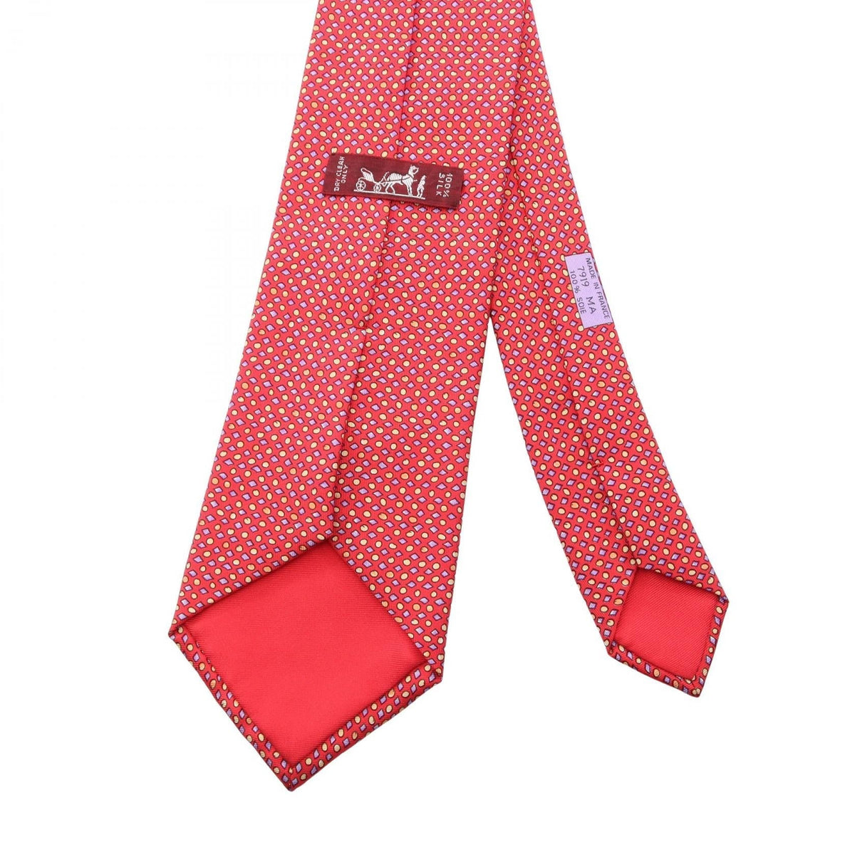 HERMES Overall handle tie Red/Purple/Multicolor silk silk 2104102525169