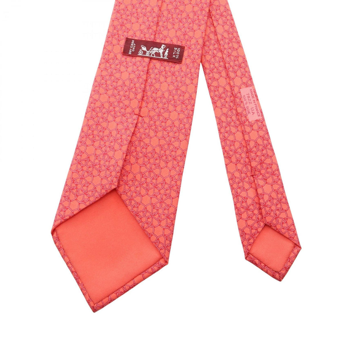 HERMES Rope pattern tie Red/Pink silk silk 2104102525138