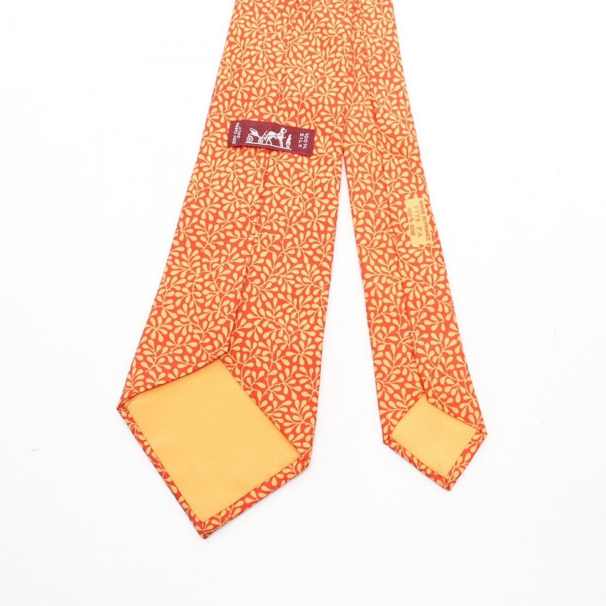 HERMES Leaf pattern tie Red/Orange silk silk 2104102525114