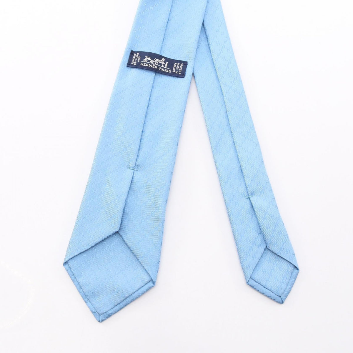 HERMES H pattern tie Blue silk silk 2106800638080