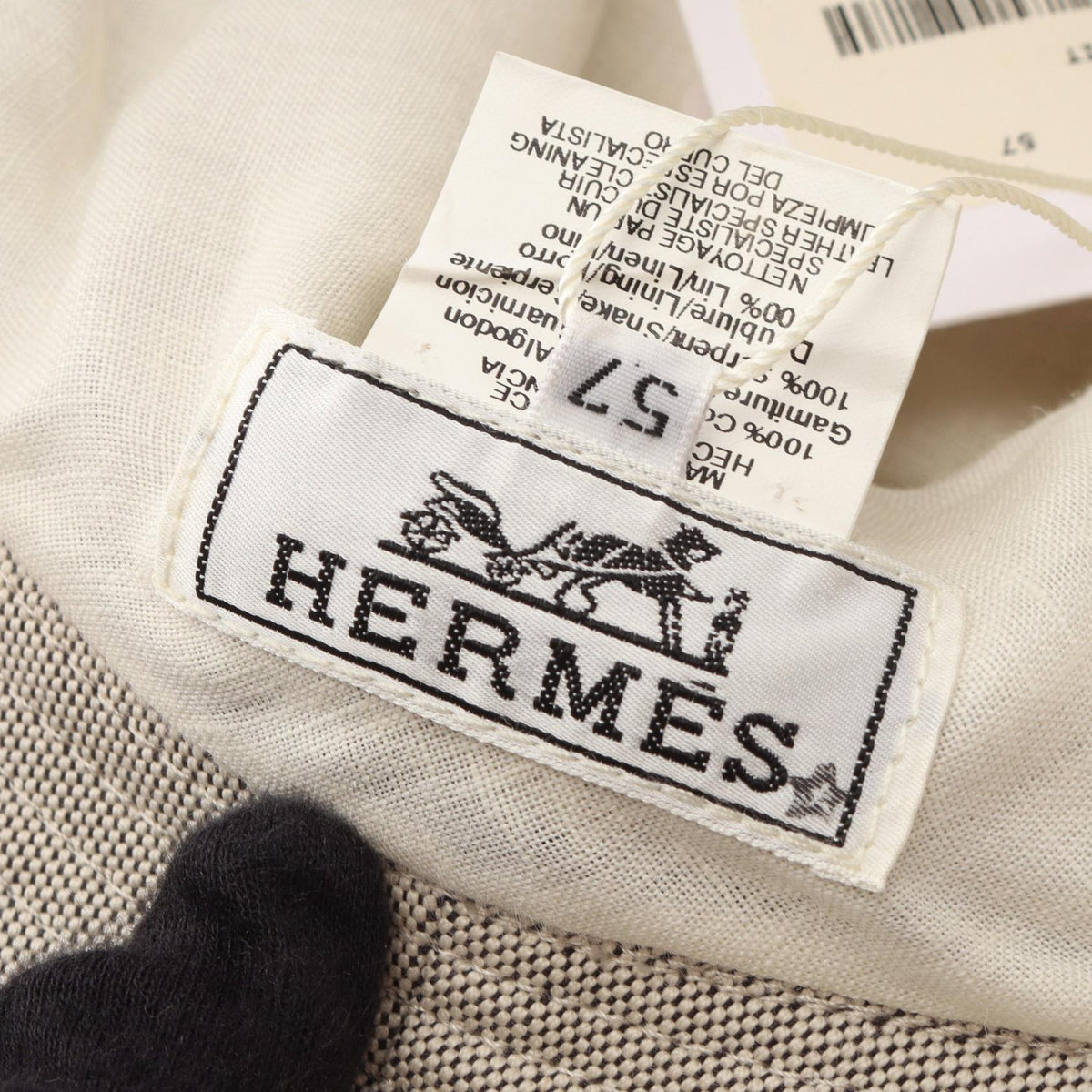HERMES Cahapeau Adam Bucket hat White/Brown/Beige Toile H Exotic leather Toile H 2101220050887