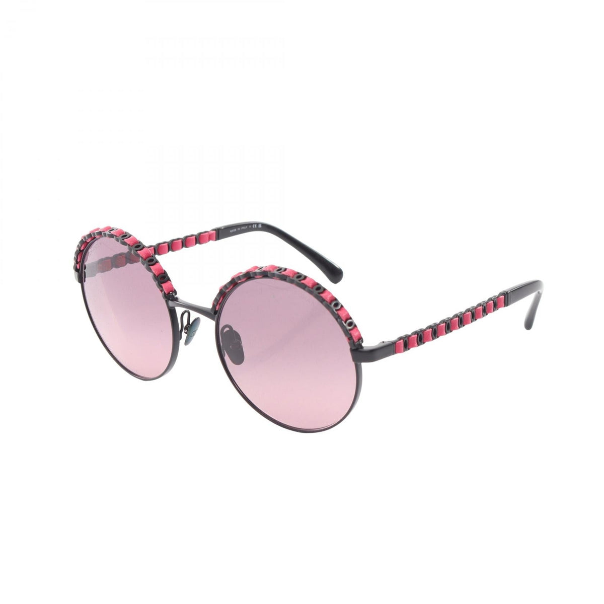 CHANEL Black/Pink COCO Mark Gradient Lens Round leather�metal 2101220050771