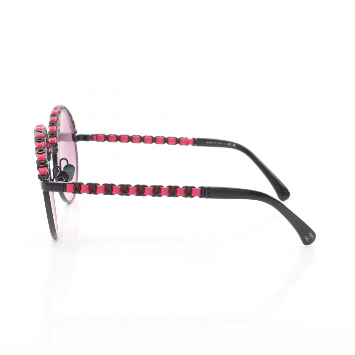 CHANEL Black/Pink COCO Mark Gradient Lens Round leather�metal 2101220050771