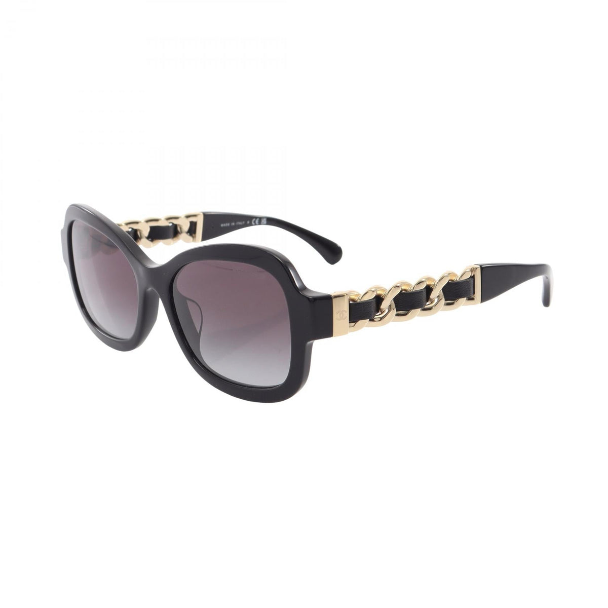 CHANEL Black/Gold COCO Mark Chain Temple leather�Plastic 2101220050740